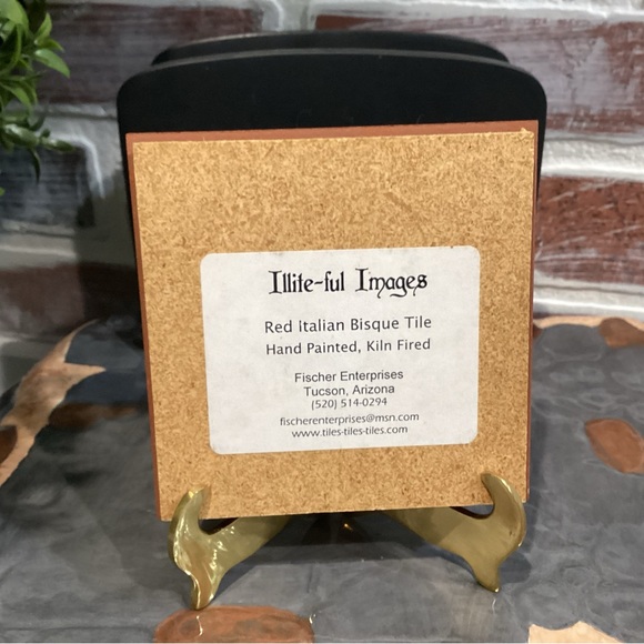 Vintage Red Italian Bisque Tile - Hand Painted - Kiln Fired - Unique - USA Made - Picture 3 of 6